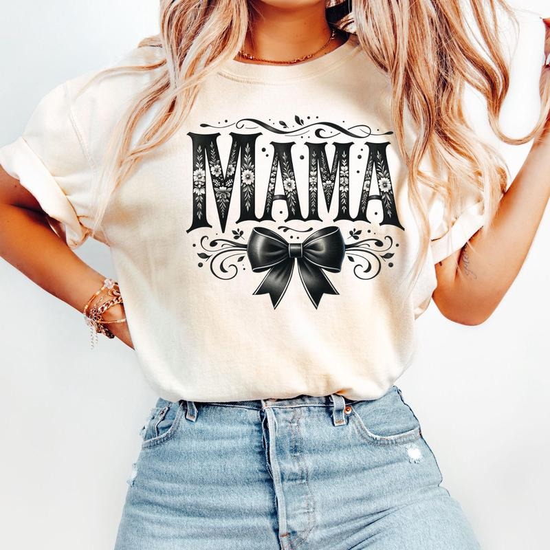Comfort Colors Retro Mama T-Shirt, Coquette Bow T-Shirt, Daisy Flower Mama Tee, Mama T-Shirt, Mother's Day Gift Hoodie,...