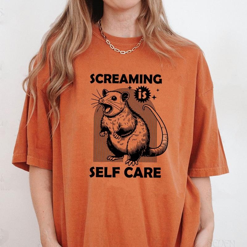 Comfort Colors Screaming Is Self Care Shirt, Funny Animal Graphic Tee, Animal Lover Shirt, Sarcastic T-Shirt Hoodie,...