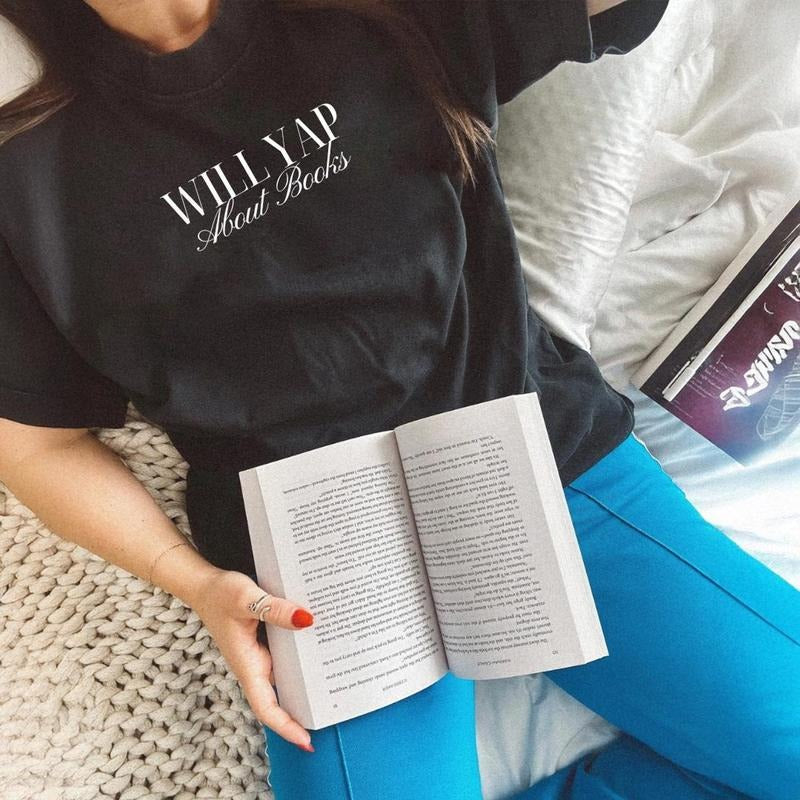Comfort Colors Shirt Will Yap About Books, Funny Book Lover Tee, Aesthetic Reading Shirt for Women, Cute Literary Gift,...