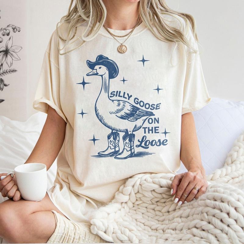 Comfort Colors Silly Goose On The Loose Shirt, Goose shirt, Funny Cowgirl Shirt, 90s Aesthetic Shirt, Funny Graphic Tee...