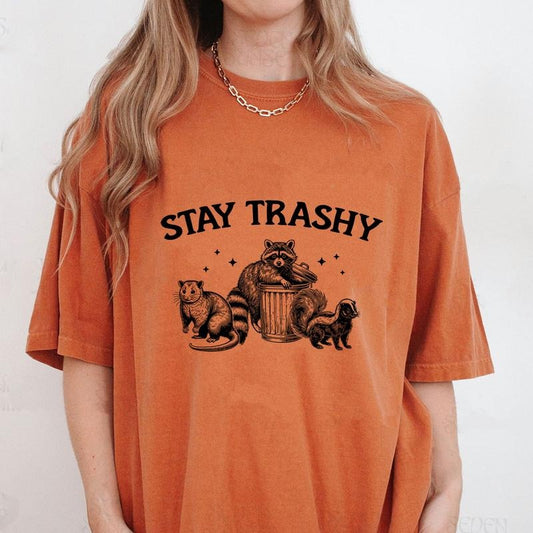 Comfort Colors Stay Trashy Shirt, Vintage Funny Raccoon Shirt, Sarcastic T-Shirt, Raccoon Gifts, Trash Panda...
