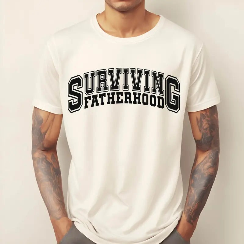 Comfort Colors Surviving Fatherhood Shirt Retro Daddy Tshirt Father's Day Tshirt Gifts For Dada Cute Men Shirt Fatherhood...