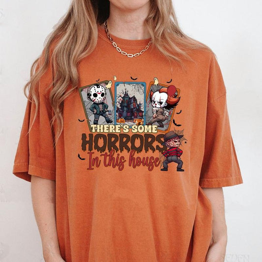 Comfort Colors There's Some Horrors In This House Shirt, Funny Pumpkin Shirt, Horror House Shirt, Funny Halloween Shirt...