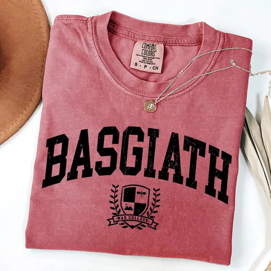 Comfort Colors Vintage Basgiath War College T-shirt, Fourth Wing Shirt, Bookish Tee, Fantasy Book Dragon Shirt Hoodie,...