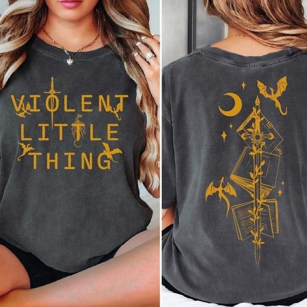 Comfort Colors Violent Little Thing  2-Sided Shirt, Fourth Wing Dragon Rider Tee ,Riders Quadrant Tee, Comfort Colors...