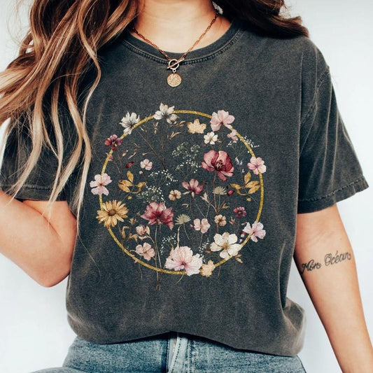 Comfort Colors Wild Flowers Shirt, Wildflower Tshirt, Shirts for Women, Vinatage Floral Shirt, Gifts For Her, Pastel...