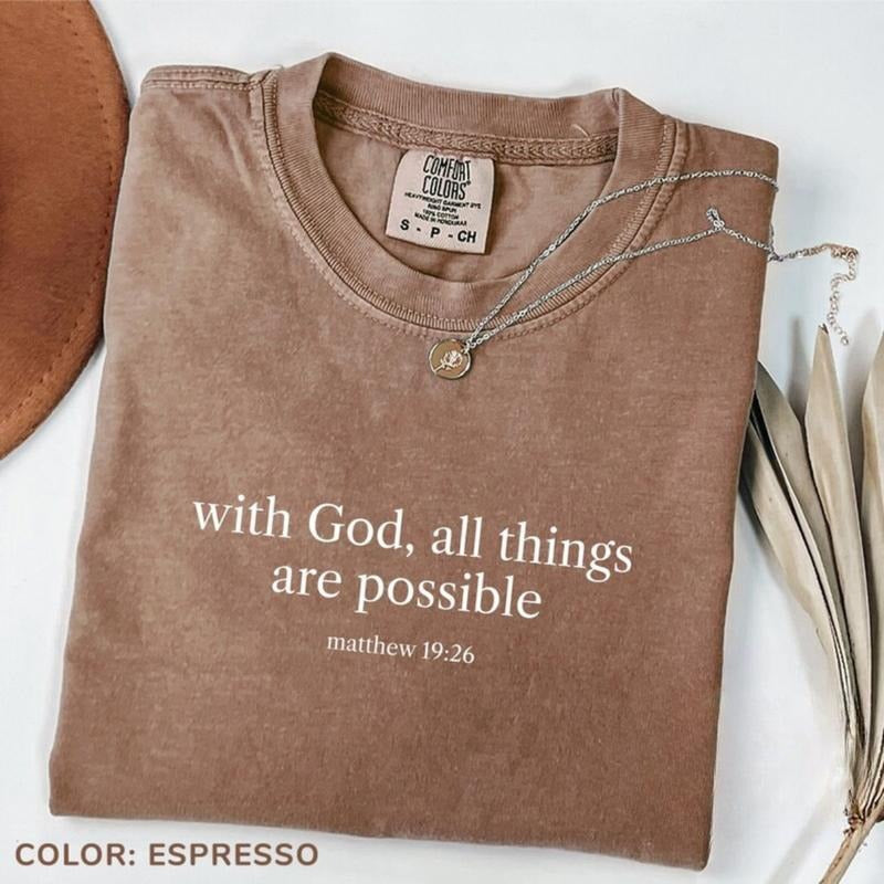 Comfort Colors With God, All Things Are Possible Matthew 19:26 Shirt, Bible Verse T-Shirt, Christian Mom Tee, Religious...