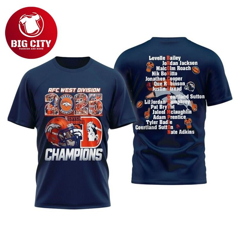 Congrats Broncos 2025 AFC West Division Champion Two Sided Shirt