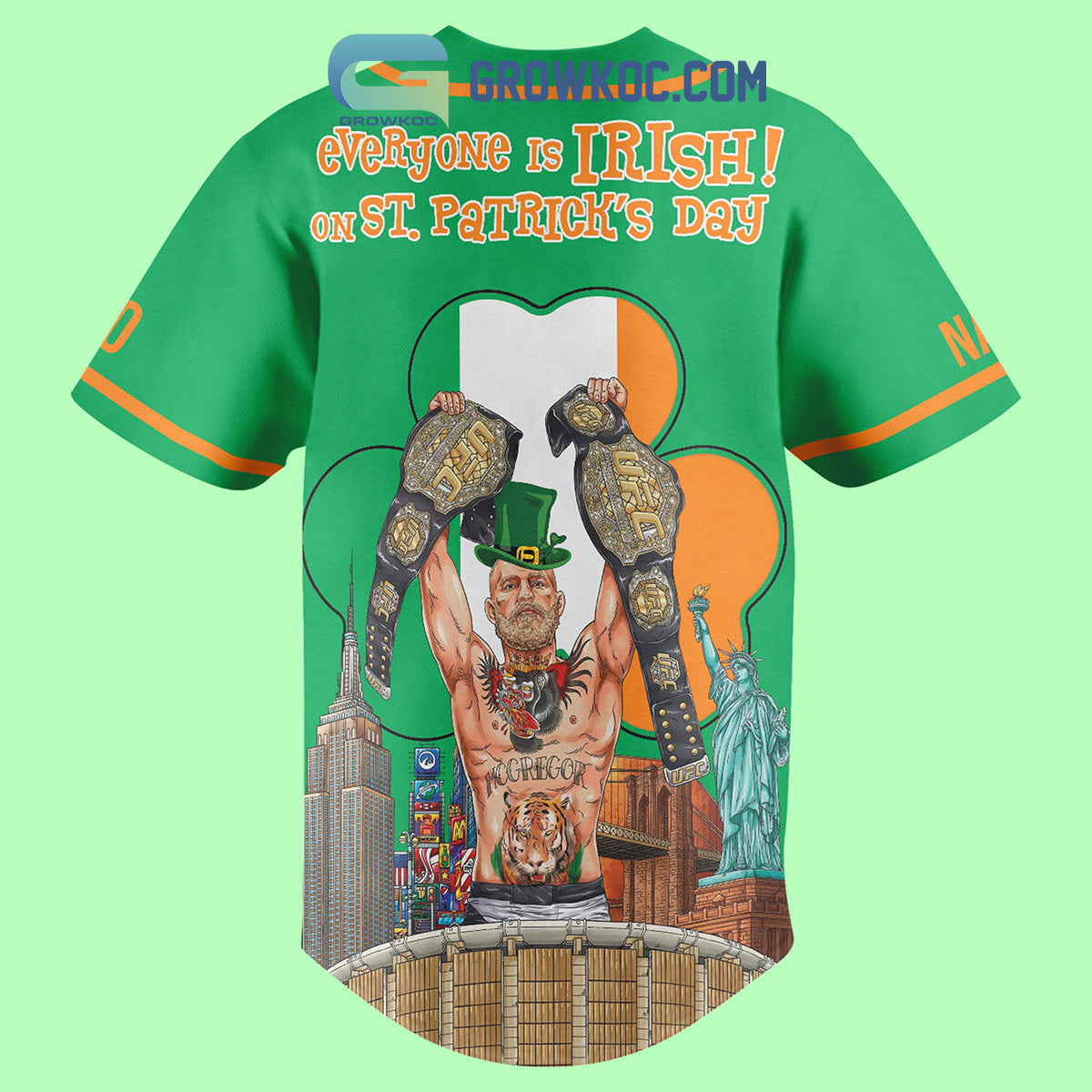 Conor McGregor St. Patrick’s Day Fan Personalized Baseball Jersey