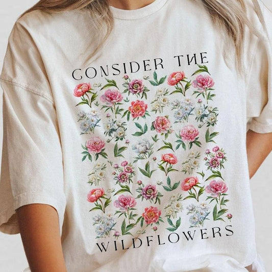 Consider The Wildflower Shirts, T-shirt For Women, Christian T-Shirt, Gift For Christians, Jesus Shirt, Vintage Floral...