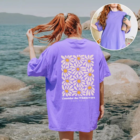 Consider the Wildflowers Retro Christian Comfort Colors Shirt, Christian Wildflowers Shirt for Friend, Christian Gift,...