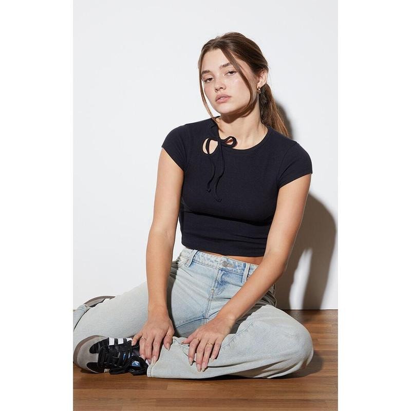 Contour Women's Susie Asymmetrical Tie Top T-Shirts, Hoodie, Sweatshirt | WearSparks.com