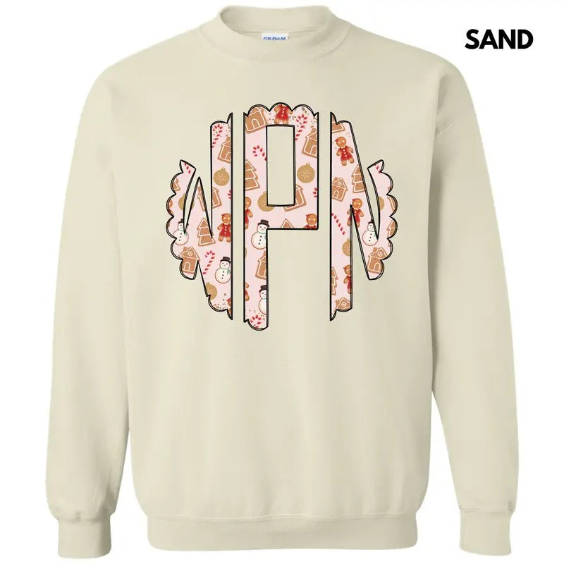 Cookie Christmas Monogram Sweatshirt 'NLB' T-Shirts, Hoodie | WearSparks.com