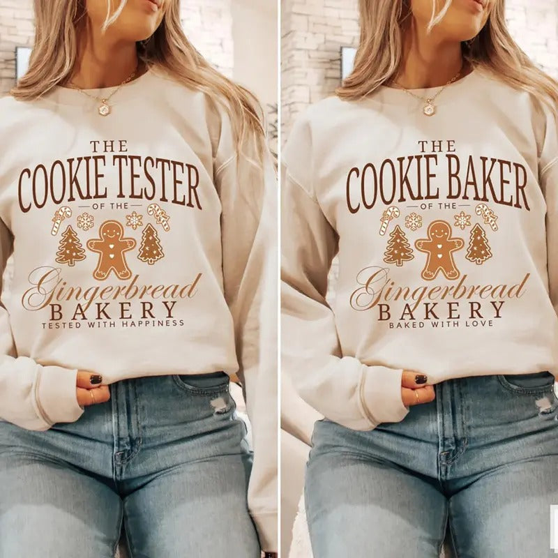 Cookie Tester Cookie Baker Sweatshirt, Gingerbread Christmas Tee Shirt, Xmas Family Matching Shirt, Couple Matching...