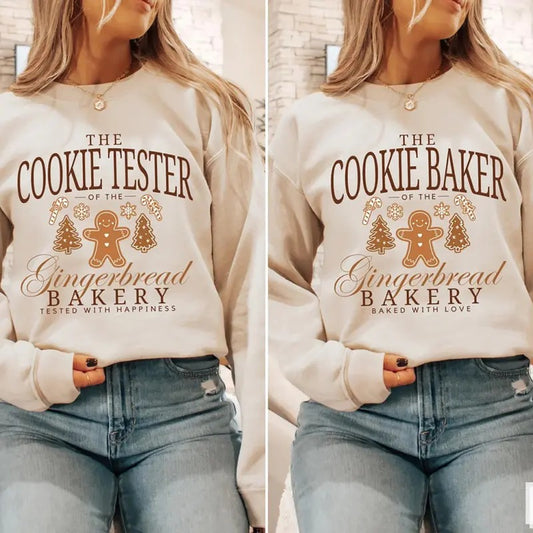 Cookie Tester Cookie Baker Sweatshirt, Gingerbread Christmas Tee Shirt, Xmas Family Matching Shirt, Couple Matching...