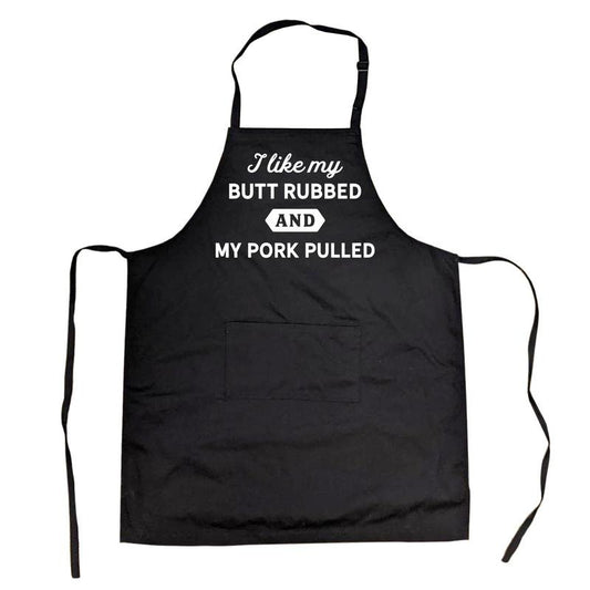 Cookout Apron I Like My Butt Rubbed and My Pork Pulled Funny Grilling chef bbq Funny Aprons Funny Food Cover Novelty...