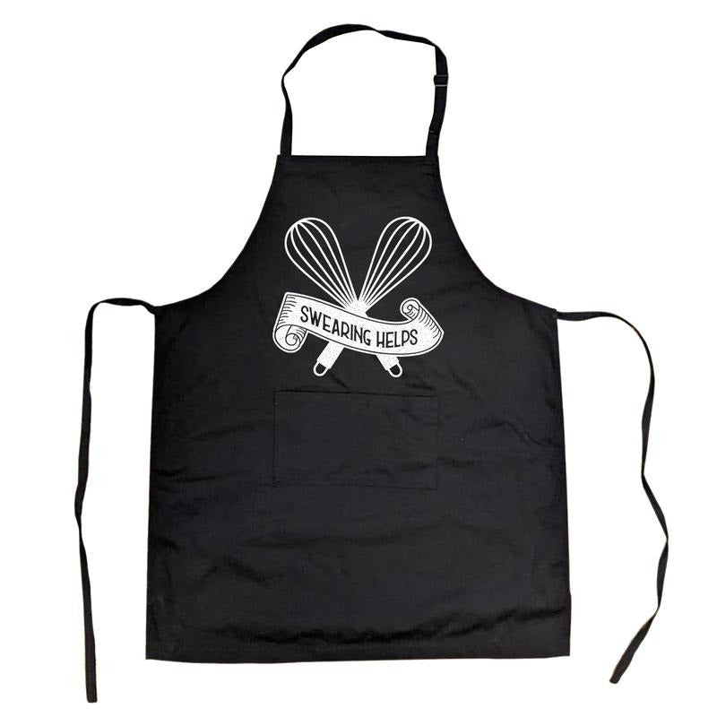 Cookout Apron Swearing Helps Cooking Grilling Baking Kitchen Chef gift for Mom Funny Aprons Funny Food Cover Novelty...