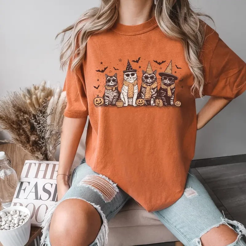 Cool Halloween Cats Shirt, Halloween T-Shirt, Funny Halloween Shirt, Gift for Daughter, Gift for Her Hoodie, Sweatshirt