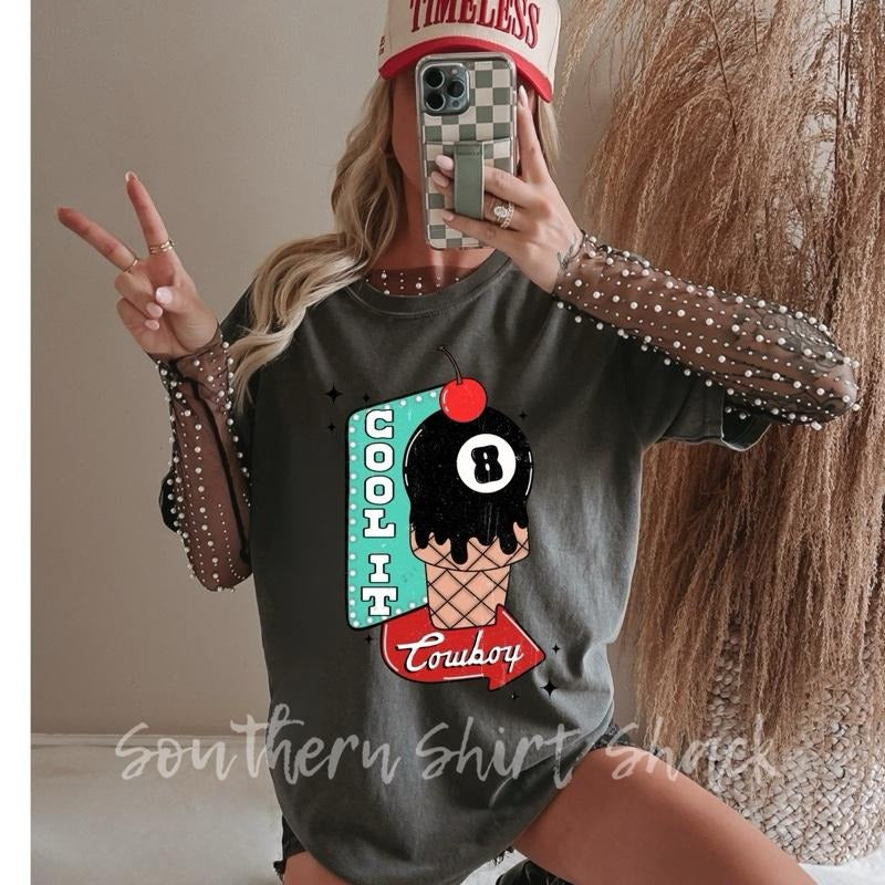 Cool it Cowboy retro ice cream 8 ball T shirt  | Pepper comfort colors t shirt Hoodie, Sweatshirt | WearSparks.com