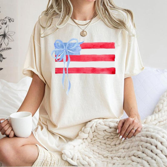 Coquette 4th of July Shirt, American Flag Shirt, USA T shirt, Women's Shirt, Retro 4th of July Shirt, Trendy Summer...