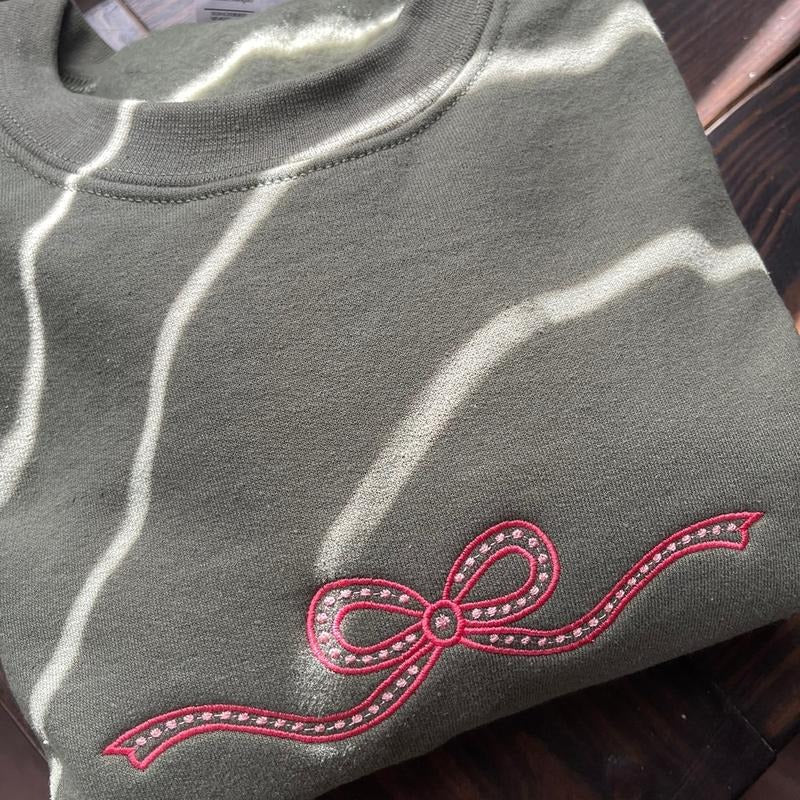 Coquette Aesthetic Sweatshirt Embroidered Sweatshirt T-Shirts, Hoodie | WearSparks.com