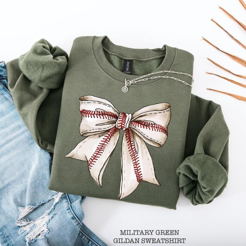 Coquette Baseball Sweatshirt, Baseball Mom Shirt, Game Day Shirt, Fall Baseball Season Tee, Baseball Bow Shirt Hoodie
