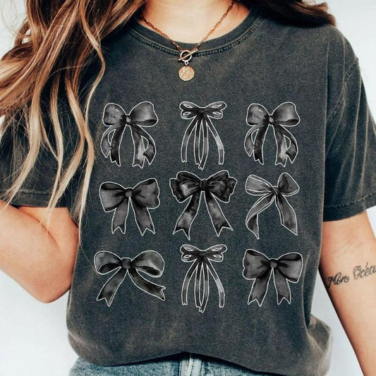 Coquette Black Bow Shirt, Black Bows Coquette Shirt, Gift for Her, Gift for Mom, T-Shirt for Women, Coquette Bows...