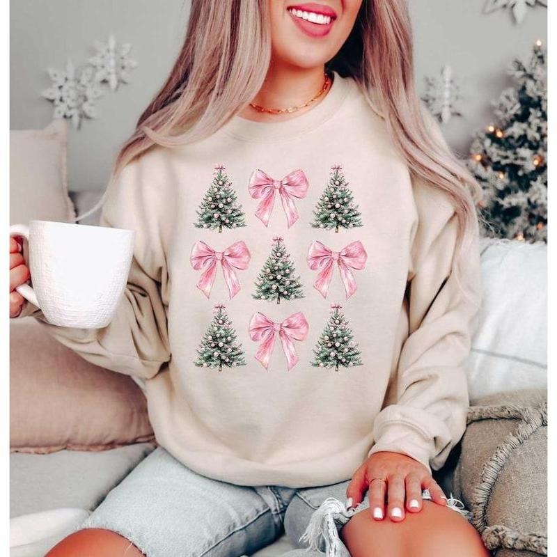 Coquette Bow Christmas Sweatshirt, Hoodie, T