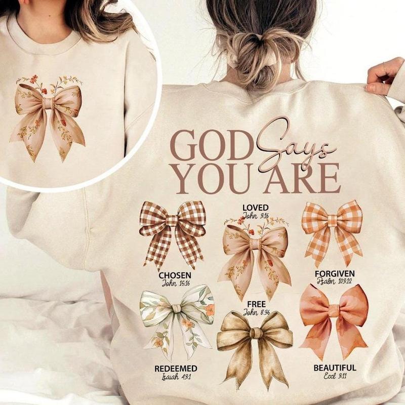 Coquette Bow Fall God Says You Are 2 Sides Sweater, Thanksgiving Christian Fall Bibler Verse Tee Hoodie, Sweatshirt