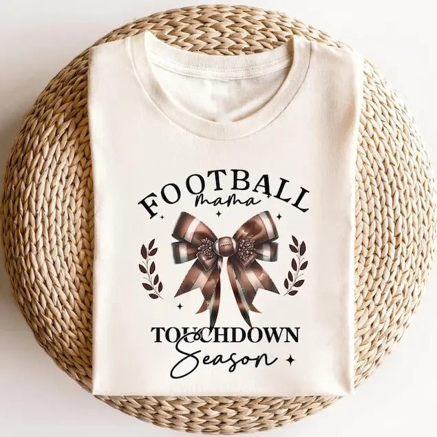 Coquette Bow Football Shirt - Stylish Gameday Attire Bow Shirts for Football Lovers