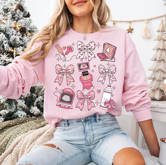Coquette Bow Sonographer Valentine , Sonographer Sweatshirt, Sonographer Valentine Gifts, s for Sonographers, Nurse...
