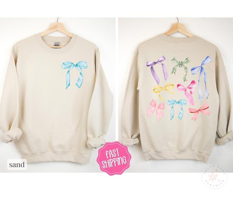 Coquette Bow Sweatshirt, Women's Sweatshirt, Bow Sweater T-Shirts, Hoodie | WearSparks.com