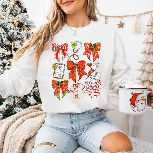 Coquette Christmas Nurse Shirt, Nurse Christmas Bow Shirt, Nurse Christmas Shirt, Nurse Christmas Gift, Merry Christmas...
