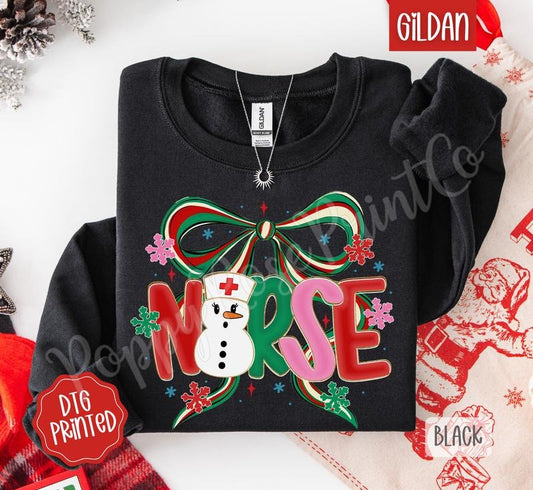 Coquette Christmas Nurse Sweatshirt, Trendy Women's Holiday Sweater T-Shirts, Hoodie | WearSparks.com