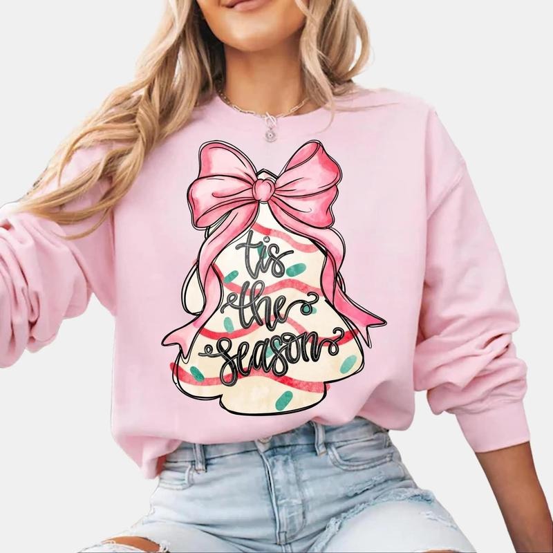 Coquette Christmas Tree Cakes Sweatshirt - Pink Little Debbie Tis the Season T-Shirt, Holiday Clothing, Unisex Hoodie