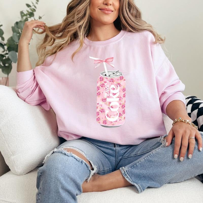 Coquette Coke Zero Sweatshirt, Floral Diet Coke Bow Shirt, Diet Coke Lover Sweater, Y2k Crewneck, Bottle With A Bow Soft...