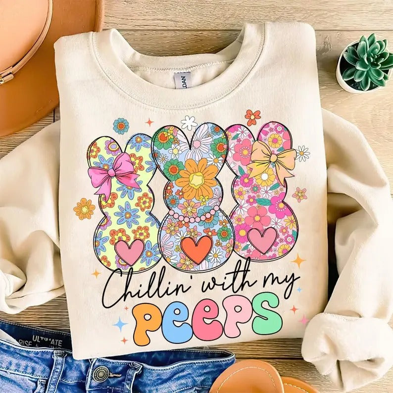 Coquette Easter Bunny Floral Sweatshirt Retro Easter Girly Easter Kids Bow Bunny Spring Floralstyle{n002}2 T-Shirts, Hoodie