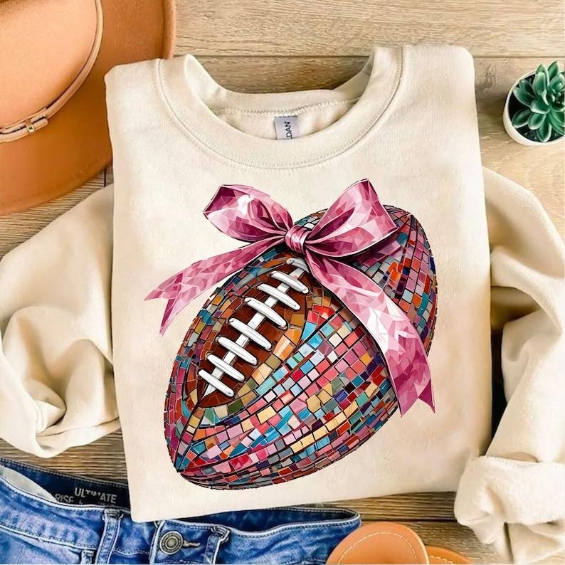 Coquette Football Bow , Football Mom , Game Day, Fall Season , Sports Sweatshirt Classic Cotton T-Shirts, Hoodie