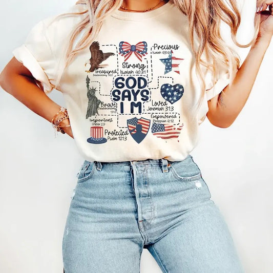 Coquette God Says I Am 4th of July T-Shirt, Fourth of july Sweatshirt, Christian 4th of july Crewneck, America Shirt,...