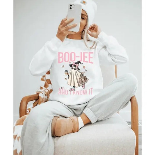 Coquette Halloween Sweatshirt, Boo Jee Sweatshirt, BooJee Ghost Shirt, fall sweatshirt, halloween sweatshirt, Ghost...