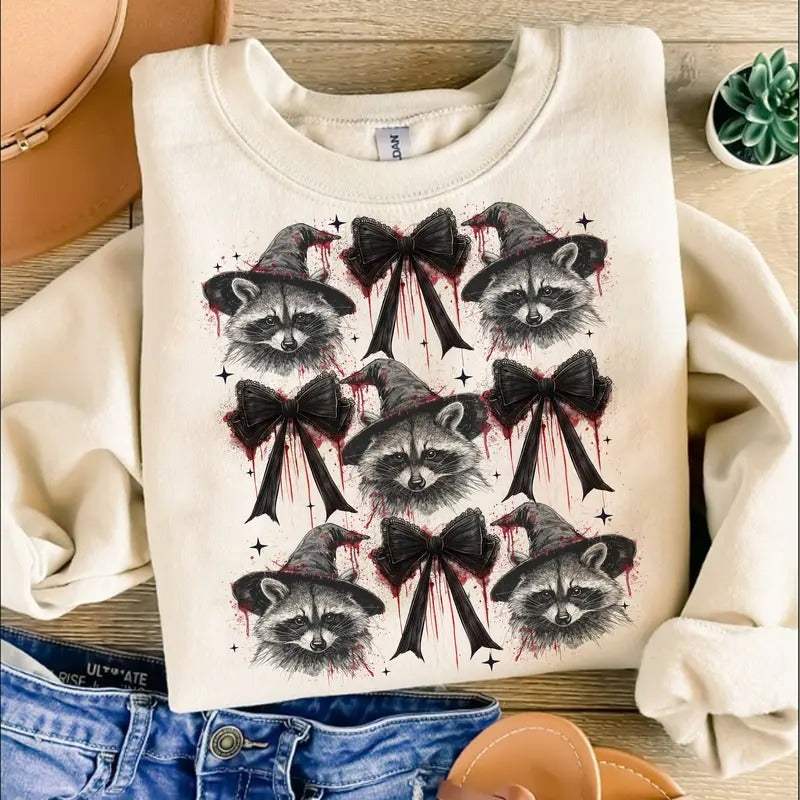 Coquette Halloween Sweatshirt, Funny Halloween Shirt, Funny Raccoon Sweatshirt, Raccoon Halloween Shirt Hoodie