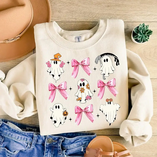 Coquette Halloween Sweatshirt,Halloween Sweatshirt, Cute Ghost Shirt, Spooky Season Shirt, Social Club Sweater, Fall...