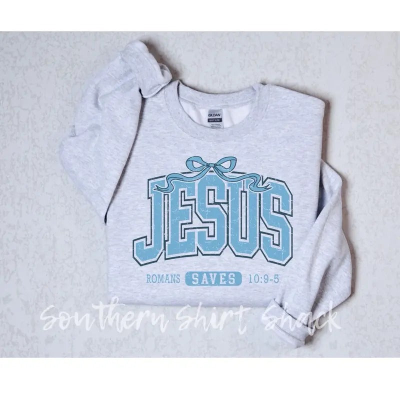 Coquette Jesus Saves Sweatshirt | Bible Verse Sweatshirt | Jesus Loving Sweatshirt | Girly Pullover T-Shirts, Hoodie