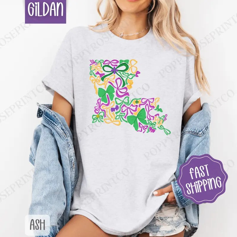 Coquette Louisiana Mardi Gras Shirt Gildan, Fat Tuesday Bows Women's Tee, Holiday Women's Tshirt Plus Sizes Hoodie,...