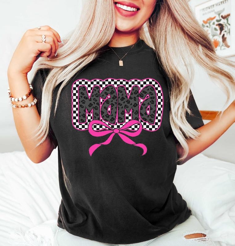 Coquette Mama Bow Shirt, Mama T-Shirt, Mothers Day Gift for Mom Birthday Gift For New Mom Gift, Mom Baby Shower Shirts...