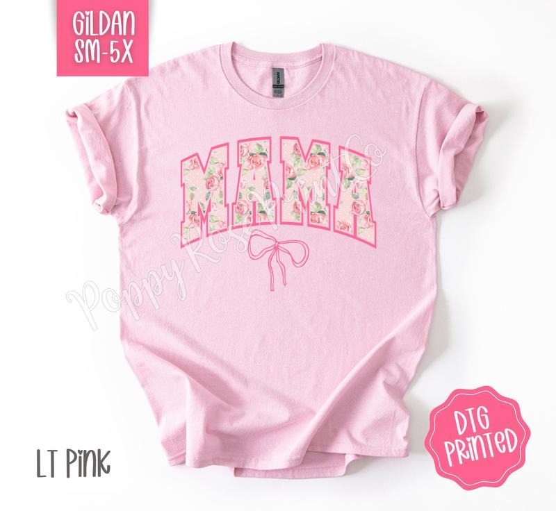 Coquette Mama Gildan Shirt, Cute Mom Tshirt, Trendy Floral Bow Tee, Mother's Day Gift Hoodie, Sweatshirt | WearSparks.com
