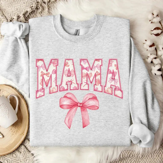 Coquette Mama Pink Bow Sweatshirt, Coquette Bow Mama T-Shirt, Coquette Pink Bow Mom Shirt, Cute New Mom Tee Shirt, Mom...