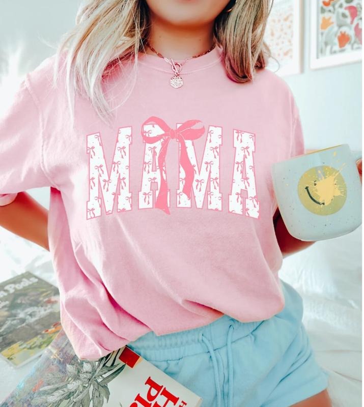 Coquette Mama Pink Bow Sweatshirt, Coquette Pink Bow Mama T-Shirt, Coquette Mama Tee Shirt, Mom Life Shirt, Cool Mom...