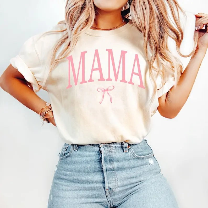 Coquette Mama Shirt, Coquette Bow T-shirt for Mom, Mothers Day Gift, Girly Mama Outfit, For Women Hoodie, Sweatshirt