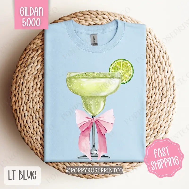 Coquette Margarita Gildan Shirt, Cute Cocktail Tshirt, Margarita Bow Tee Hoodie, Sweatshirt | WearSparks.com
